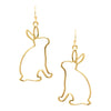 Easter Holiday Fun Bunny Rabbit Outline Dangle Earrings, 2" (Gold Tone)