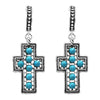 Stunning Western Style Hoop With Turquoise Beaded Cross Earrings, 2.25"