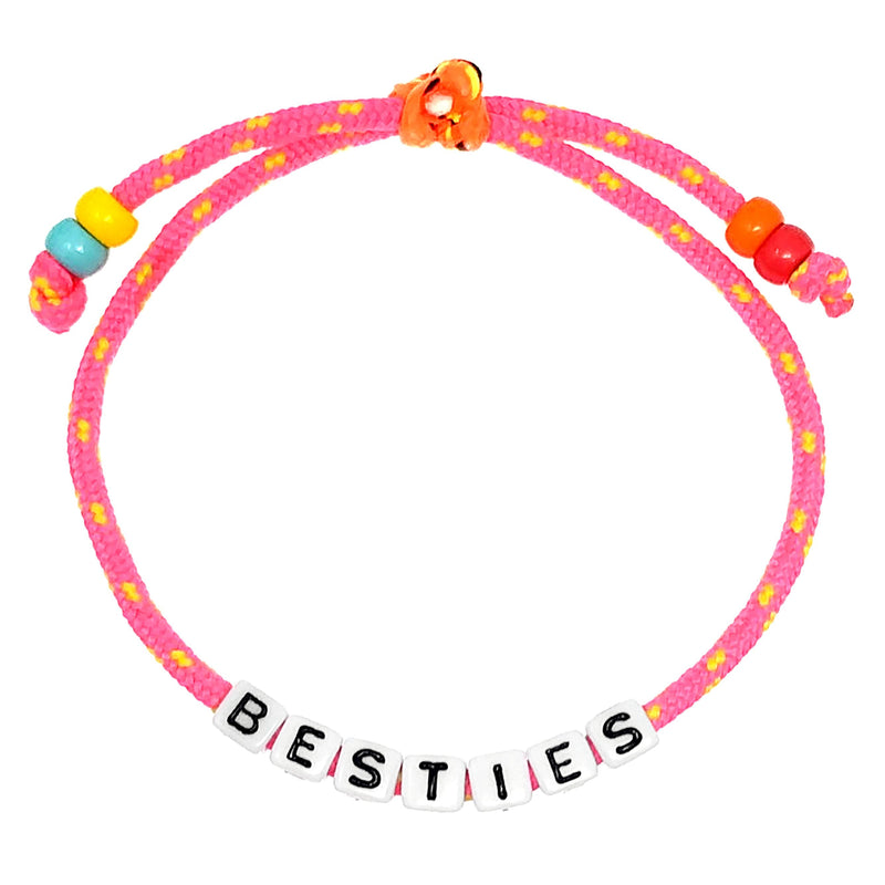 Summertime Fun Alphabet Bead Colorful Sliding Knot Anklet, 10.5" (BESTIES Pink Cord)