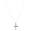 Decorative Crystal Cross Pendant Necklace (Pink)