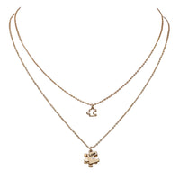 Set of 2 Polished Metal With Crystal Rhinestone Autism Awareness Puzzle Piece Charm Necklaces, (Gold Tone) 16"-19" & 18"-21" with the 3" Extender