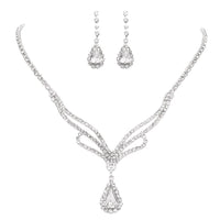 Crystal Rhinestone Teardrop Necklace and Earrings Set