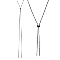 Elegant Glass Rhinestone Bolo Style Adjustable Necklace (Hematite/Clear)