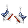 USA Flag Red White and Blue Rhinestone Patriotic Star Hypoallergenic Post Earrings, 1.25"