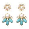 Hypoallergenic Gold Tone simulated Pearl And Crystal Stud Earrings Set of 2