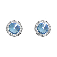 Halo Crystal 11mm Rondelle Stud Earrings (Light Sapphire)