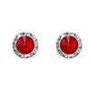 Halo Crystal 13mm Rondelle Stud Earrings (Red and Silver)