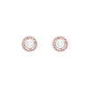 Round Halo Crystal Stud Earrings (Rose Gold and Clear)