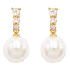 Classic Simulated Pearl And Cubic Zirconia Hypoallergenic Post Back Drop Earrings