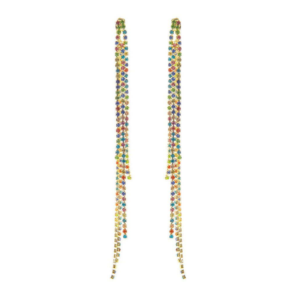 Unique Crystal Rhinestone Strands Double Sided Shoulder Duster Hypoallergenic Statement Earrings, 6