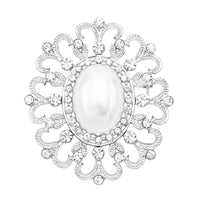 Stunning Vintage Vibes Statement Simulated Pearl Brooch Pin, 2.5"