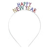 Sparkly Crystal Rhinestones 2023 New Year's Headband Tiara Decoration (Happy New Year TALL Multicolored Crystal Silver Tone)