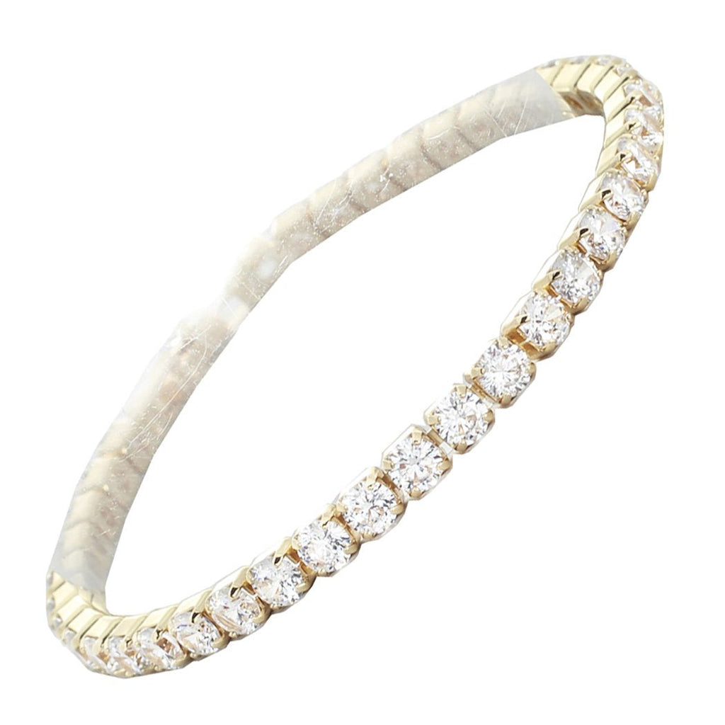 Single Strand 4mm Premium Cubic Zirconia Crystal Tennis Bracelet (Gold Tone)