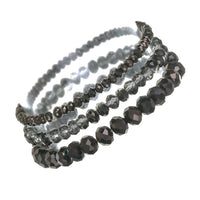 Faceted Glass Bead Stretch Bracelets Set of 3 (Hematite)