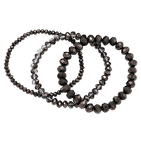 Faceted Glass Bead Stretch Bracelets Set of 3 (Hematite)