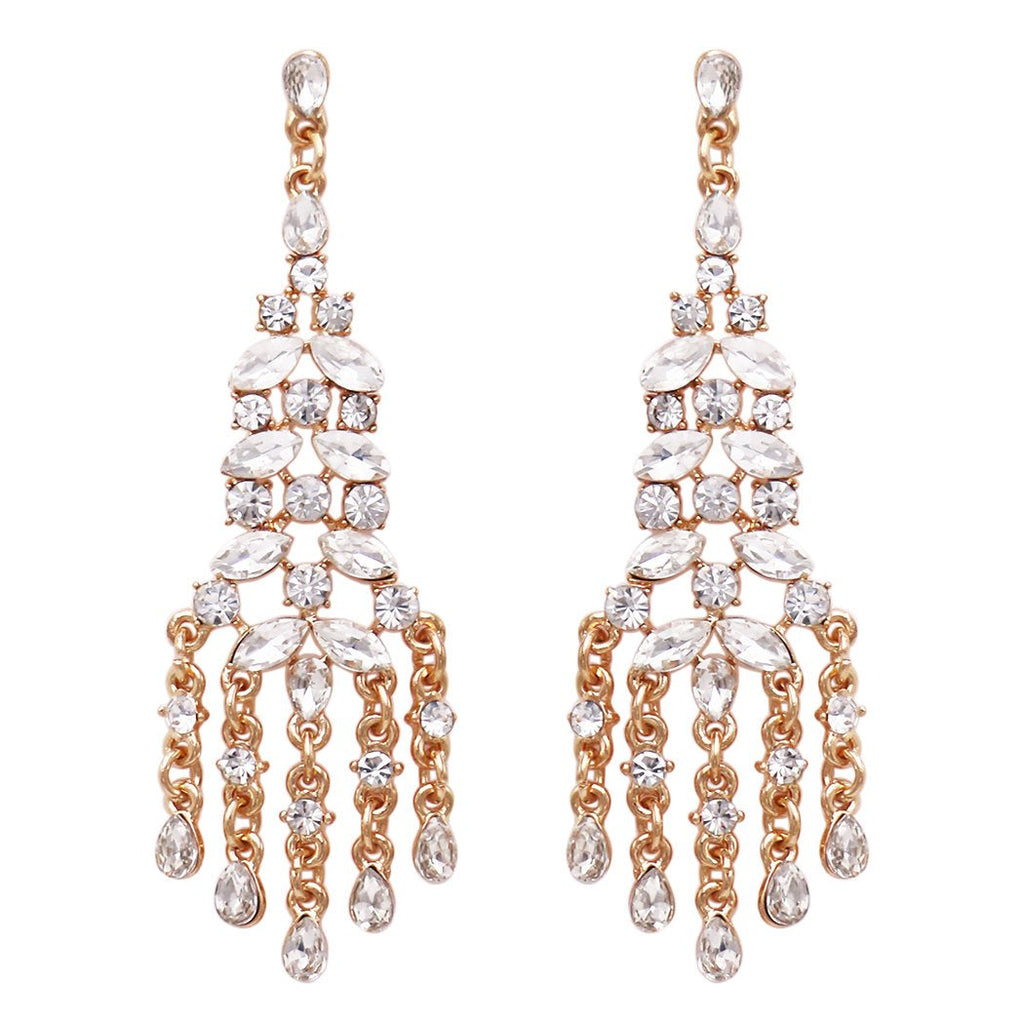 Stunning Statement Crystal Rhinestone Chandelier Earrings (Clear Crystal)