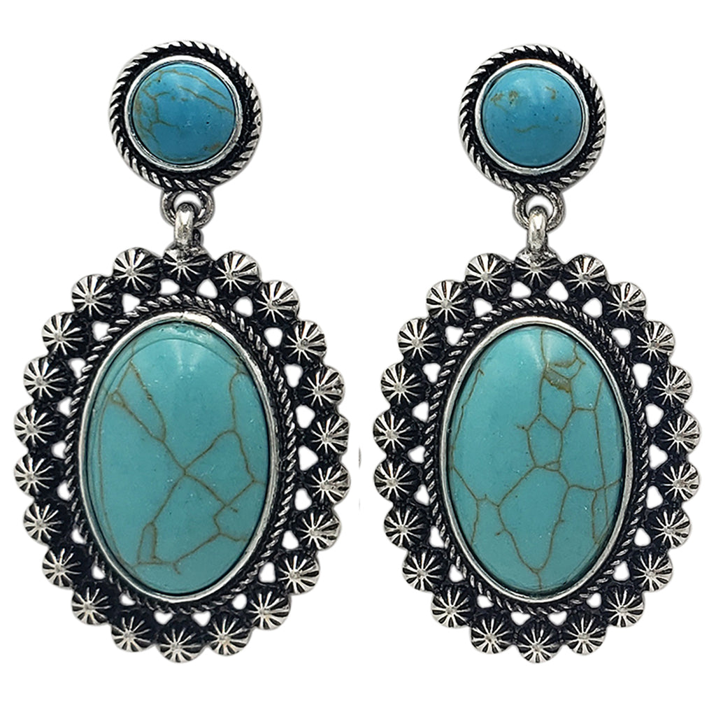 Western Chic Petite Natural Teardrop Turquoise Howlite And Conchos Str Collar Necklace 16 3 Extension