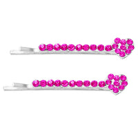 Crystal Hair Clip Rhinestone Bobby Pins Hair Barrette Accessories with Hearts (Pink)