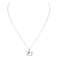 Girl's Crystal Rhinestone Kitty Cat Necklace and 4 Pairs Earrings Jewelry Set (Clear/Silver Tone)