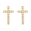 Petite Christian Cross Dipped Religious Hypoallergenic Post Back Stud Earrings (CZ Crystal 14K Gold-Dipped, 0.50")