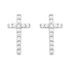 Petite Christian Cross Dipped Religious Hypoallergenic Post Back Stud Earrings (CZ Crystal White-Gold Dipped , 0.50")