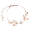 3 Piece Rhinestone And Metal Mesh Floral Statement Necklace Bracelet Earring Set (Clear Crystal Rose Gold Tone)