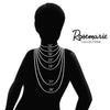 Rosemarie Collections Women's Black Tassel Pendant Gold Tone Fresh Water Pearl And Crystal Adorned Long Chain Necklace Earrings Fashion Jewelry Set, 24"+3" Extender