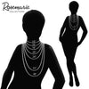 Rosemarie Collections Women's Stunning Textured Filigree Coin Adorned Long Strand Necklace Earring Jewelry Set, 37"+3" Extender (Silver Tone)