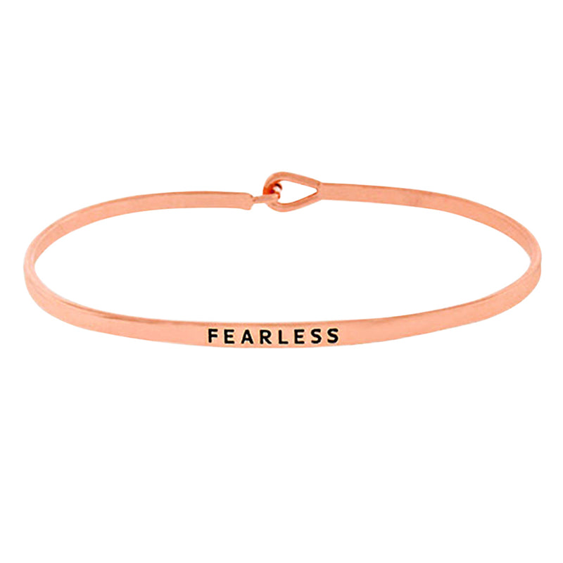 Thin Hook Bangle Bracelet Rose Gold Color "Fearless"