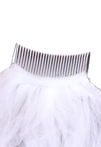 Women's Stunning 3 Tier White Bridal Wedding Veil With Satin Trim And Faux Pearl Accents