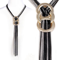 Chic Bolo Slide Style Multi Strand Metal Chain Statement Y Necklace, 20"+2" Extender
