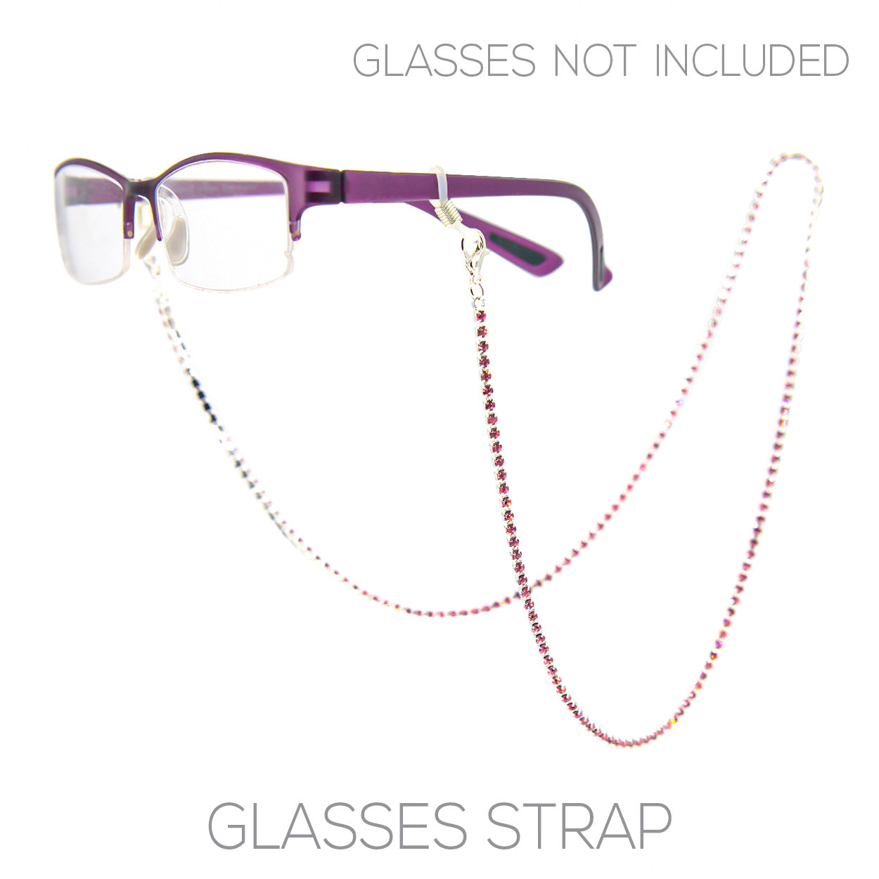 Elegant 3mm Crystal Rhinestone Strap Reader Eyeglass Chain Necklace Ho Rosemarie Collections