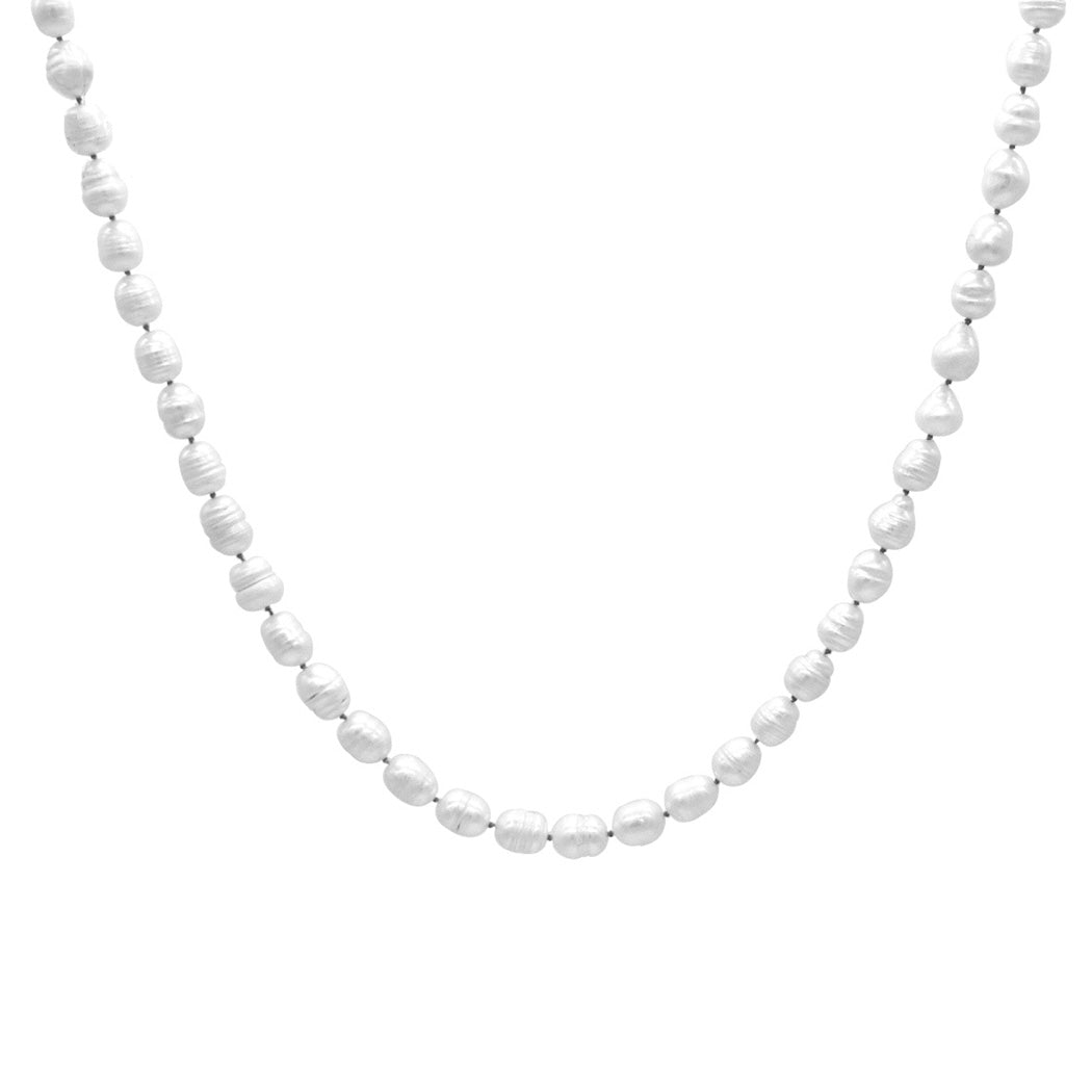Mermaid Chic Natural Textured 10mm Freshwater Pearl Strand Necklace, 20"