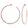 Side Silhouette Rose Gold Tone Crystal Rhinestone Hypoallergenic Post Back Hoop Earrings, 2"