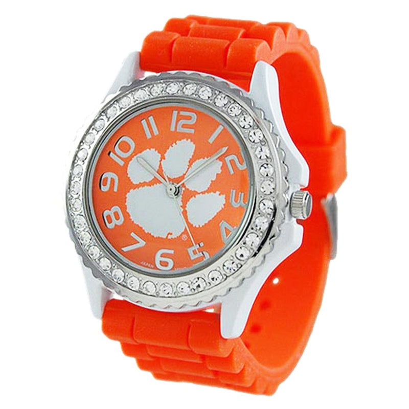 Women's Licensed Collegiate University Adjustable Silicone Band Team Spirit Ladies Sport Wrist Watch, 9.5" (Clemson University Fighting Tigers)