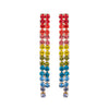 Sparkling Rainbow Crystal Rhinestone Strand Shoulder Duster Hypoallergenic Statement Earrings, 3.36" (6mm Double Strand, 4")