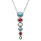 Stunning Western Semi Precious Natural White Red And Turquoise Howlite Stone Y-Drop Necklace, 18"+3" Extender