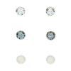 Set Of 3 Pairs Pretty 7mm Stud Earrings Made with Swarovski Crystals