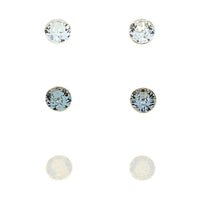 Set Of 3 Pairs Pretty 7mm Stud Earrings Made with Swarovski Crystals