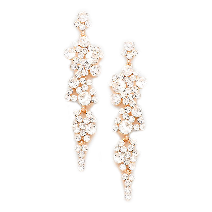 Women's Stunning Crystal Rhinestone Bubble Dangle Statement Earrings, 3.25"