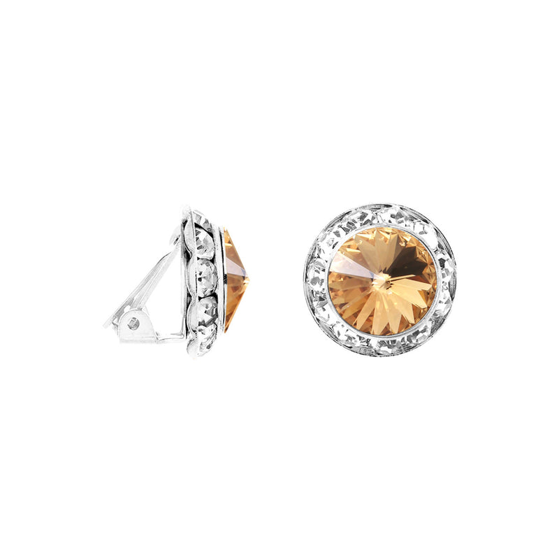 Timeless Classic Statement Clip On Earrings Made With Swarovski Crystals, 15mm