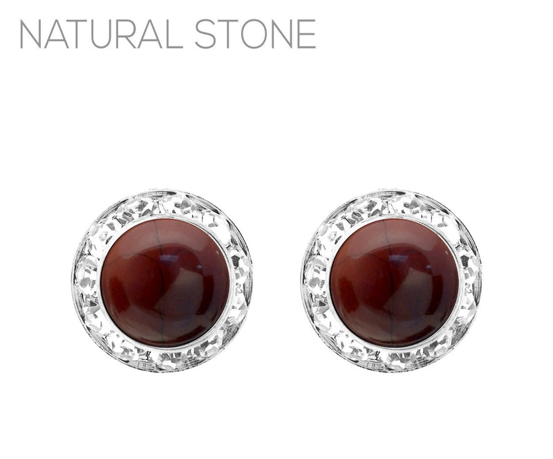 Timeless Classic Hypoallergenic Post Back Halo Earrings Made With Swarovski Crystals (20mm, Burnt Orange Howlite Stone)