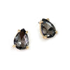 Timeless Classic Colorful AB Crystal Teardrop Stud Earrings With Hypoallergenic Sterling Silver Post Backs, 0.55" (Black Diamond Gold Tone)