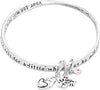 Women's Hold Your Heart Mom Inspirational Silver Tone Twist Bangle Bracelet With Dangle Charms Gift From Son, 2.5"