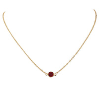 Made In The USA Stunning Gold Tone Pendant Made With Swarovski Crystal On Dainty Cable Chain Necklace, 17"+1" Extender (Red)