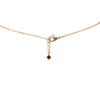 Made In The USA Stunning Gold Tone Pendant Made With Swarovski Crystal On Dainty Cable Chain Necklace, 17"+1" Extender (Red)