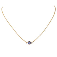 Made In The USA Stunning Gold Tone Pendant Made With Swarovski Crystal On Dainty Cable Chain Necklace, 17"+1" Extender (Purple)