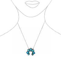 Western Style Squash Blossom Necklace, White Howlite Stone Pendant with Silver Alloy Chain, 16 Inch with 3 Inch Extender (Silver Burnished Turquoise)