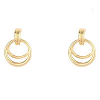 Chic 18k Gold Dipped Classic Earrings with Sterling Silver Posts (Double Hoop Dangle .75")