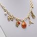 Gold Tone Basketball Charm Necklace with Bow, Pearl, Megaphone, 16-19 Inch with 3 Inch Extension